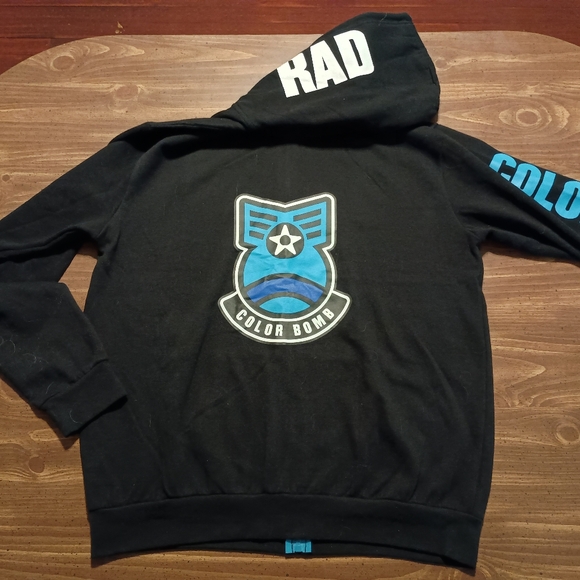 COLOR ME RAD HOODIE - XL // Zip-Up Sweater Comfy Rainbow Color Bomb Jacket - Picture 9 of 10
